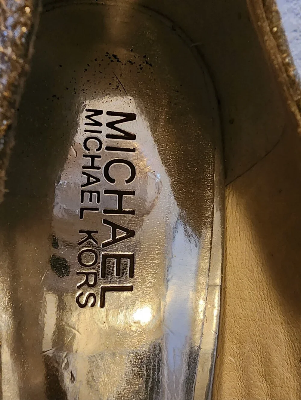 Michael Kors Silver Glitter Peep-Toe Platform Pumps